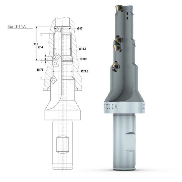 Vorbohren einer Einschraubbohrung für Sun T-11A Ventile in einen Zylinderboden aus St52 (S355)