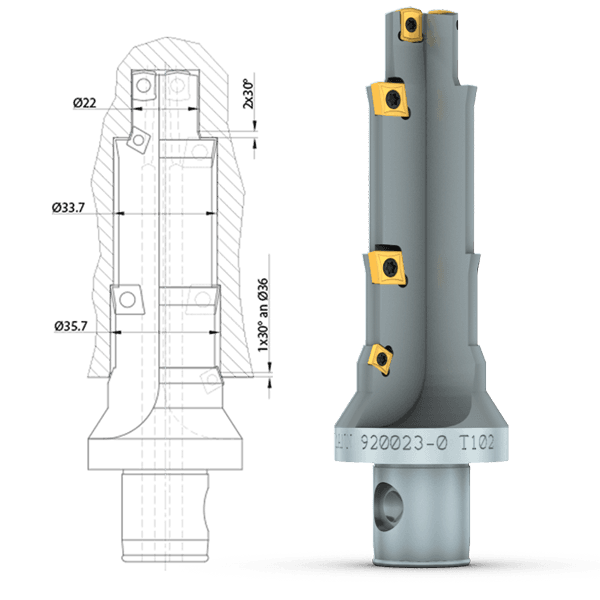 Vorbearbeiten einer Anschlussbohrung in einem Verteilerdeckel aus GGG40