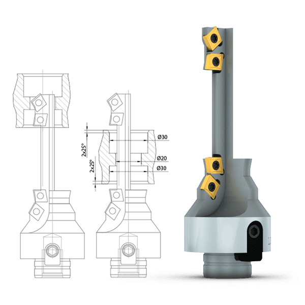 Beidseitige Bearbeitung einer Schieberbohrung