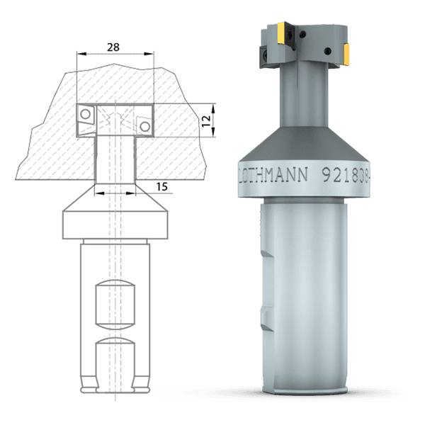 Auskammern einer T-Nut in einer Platte aus GG25 in einem Arbeitsgang