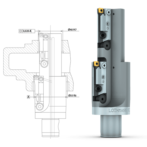 Complete machining of a gearbox housing made of GGG50 on an older BAZ