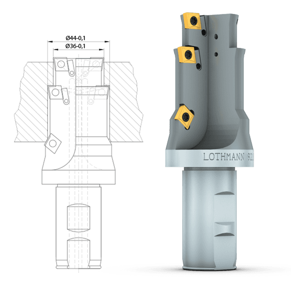 Finish drilling and chamfering of two diameters with 0.1 mm tolerance