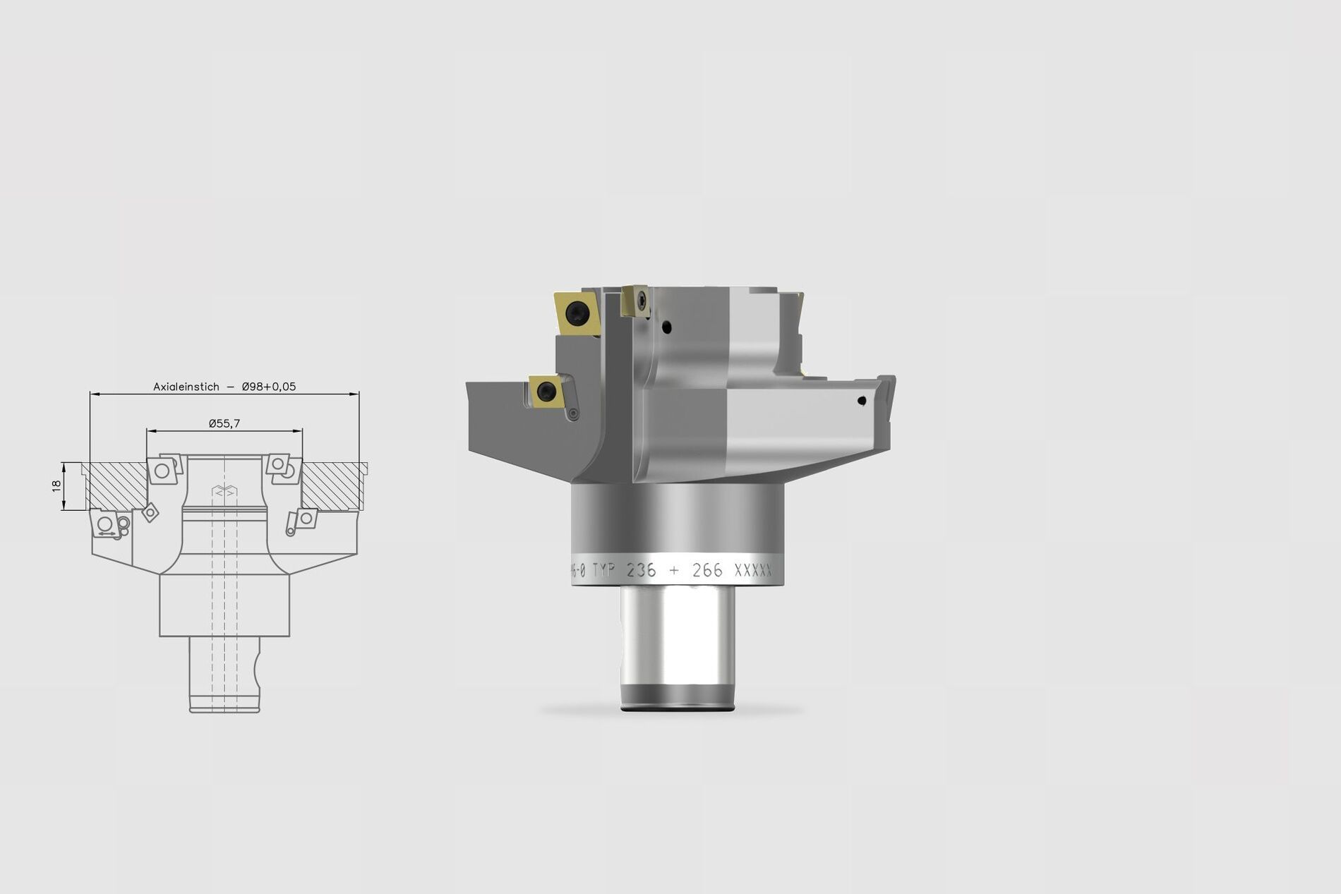 Axial grooving by countersinking instead of milling - Diameter adjustable